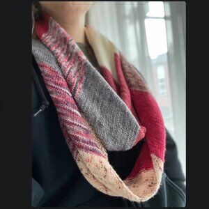 NEW Hand Knit O Canada - Patchwork Striped Infinity Scarf merino wool